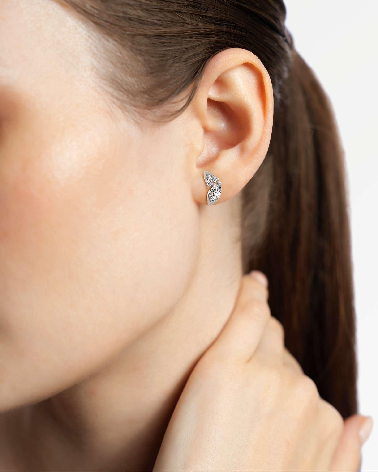 Pinnacle Levé Diamond Stud Earrings, In 14K White Gold (1.80 ctw)