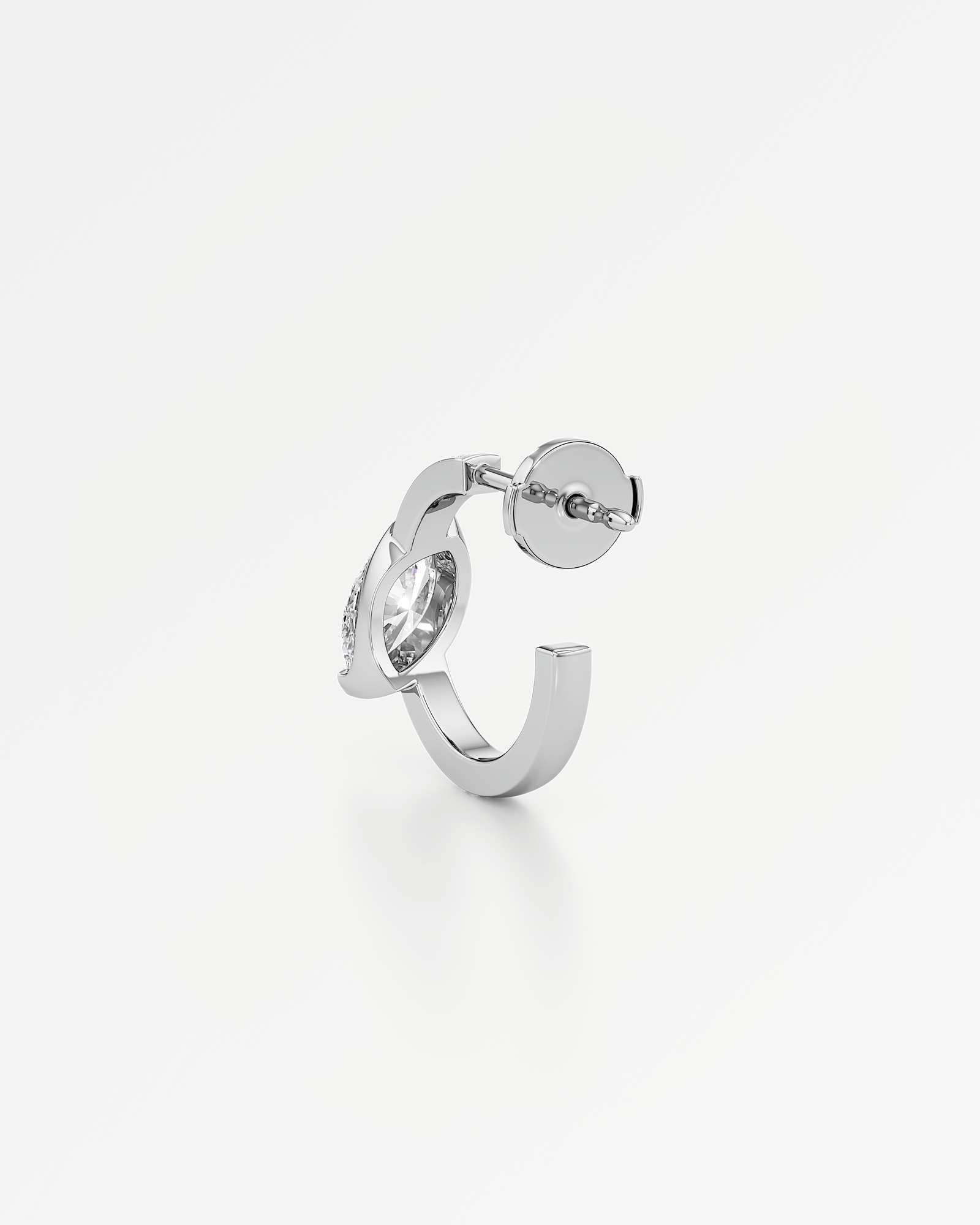 Pinnacle Ridalyn Diamond Hoop Earrings, With 0.50 ct Marquise Cut in 14K White Gold (1.13 ctw)