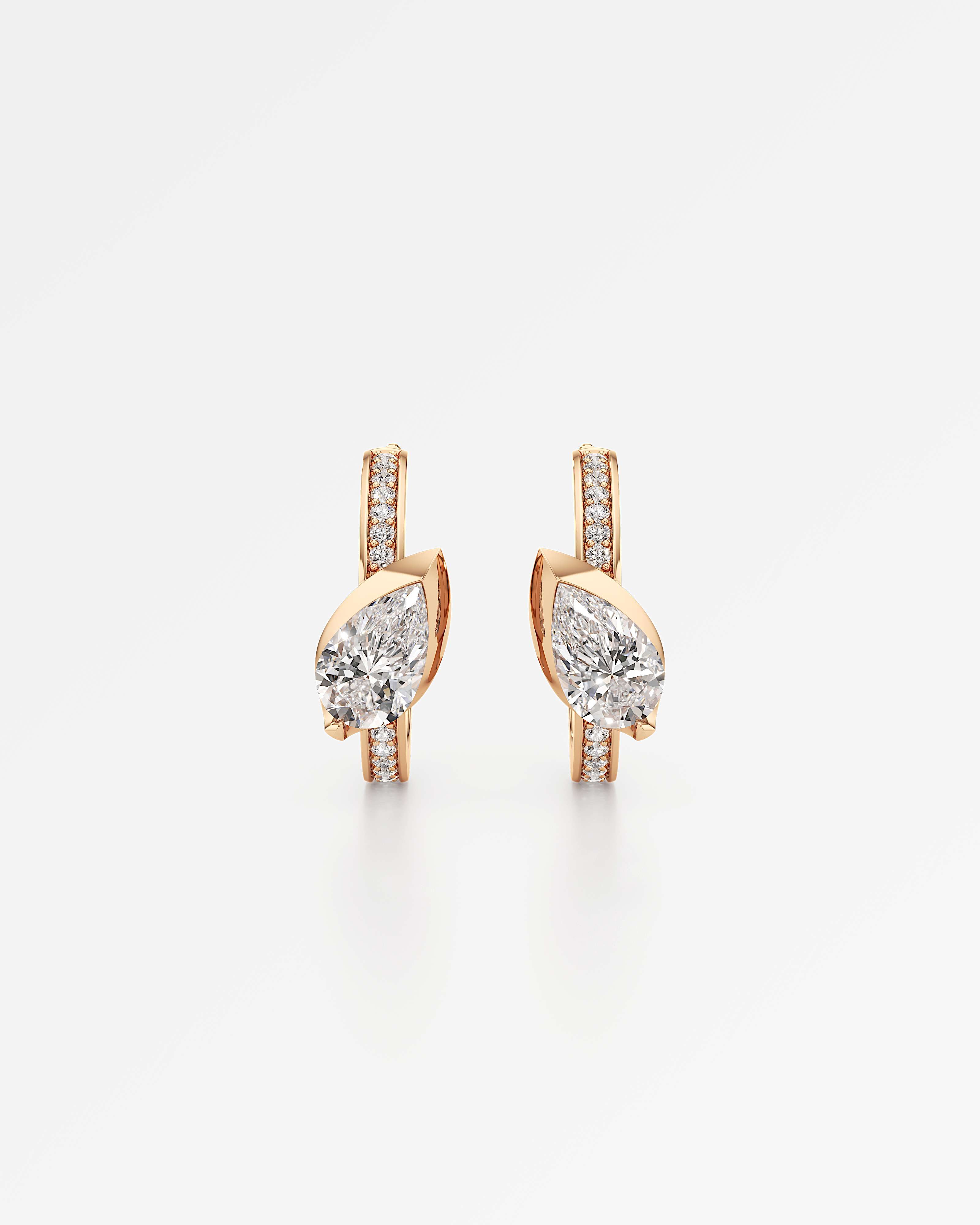 Pinnacle Ridaris Diamond Hoop Earrings, With 0.50 ct Pear Cut in 14K Rose Gold (1.14 ctw)