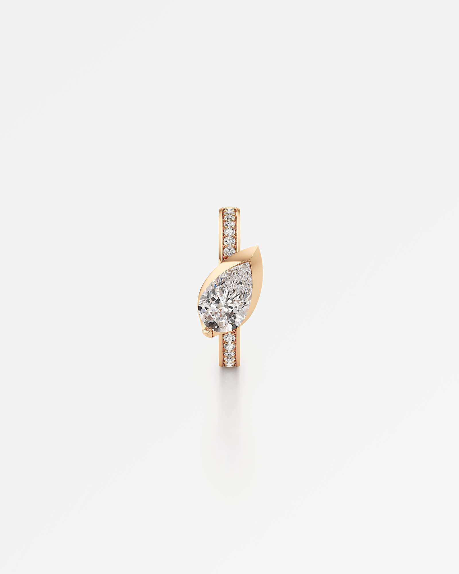 Pinnacle Ridaris Diamond Hoop Earrings, With 0.50 ct Pear Cut in 14K Rose Gold (1.14 ctw)