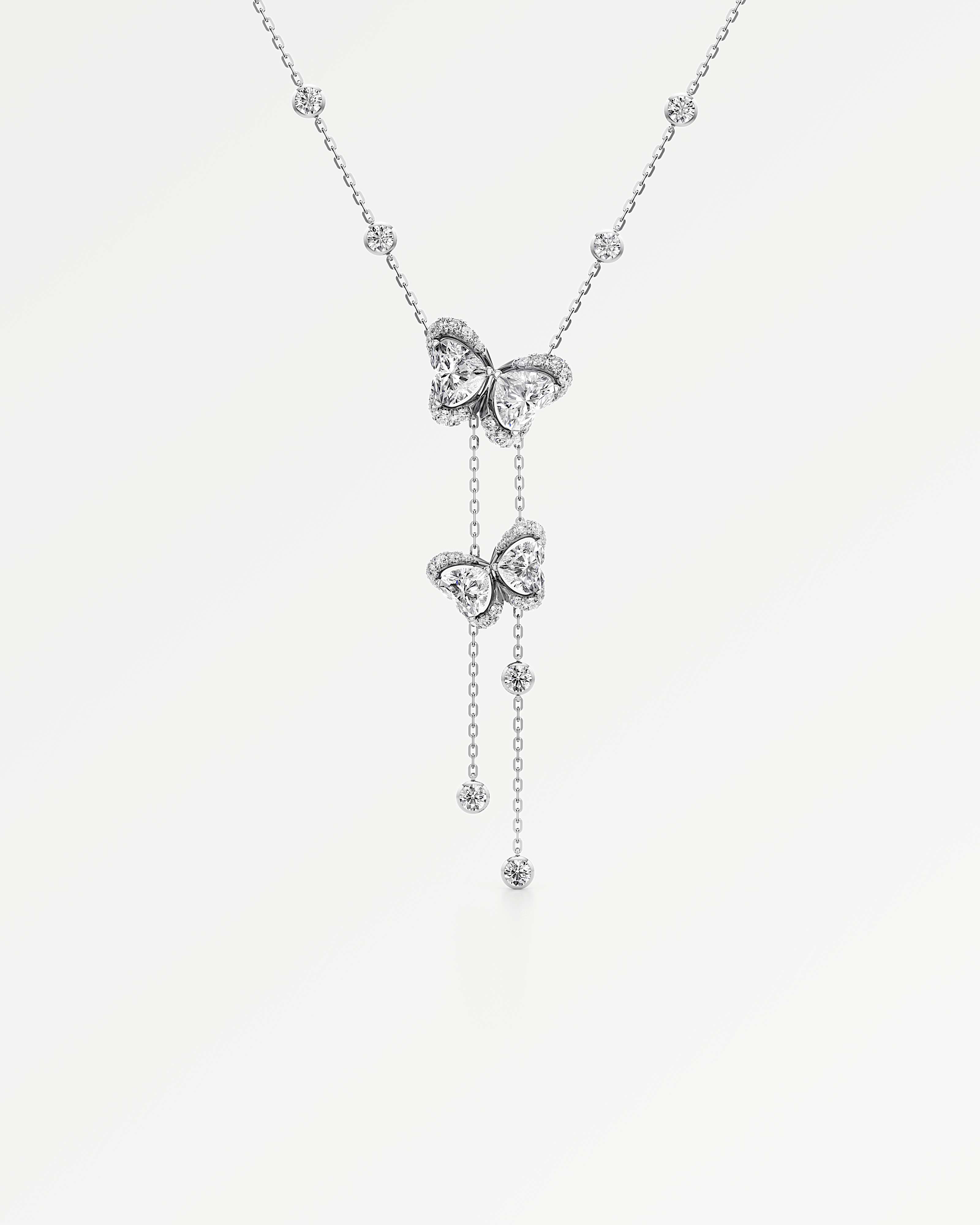 Heart Genevieve Diamond Necklace , In 14K White Gold (4.39 ctw)