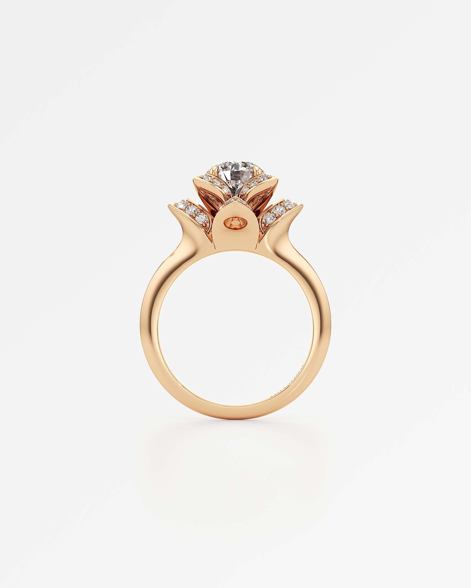 Velara Eterna Diamond Engagement Ring, With 1.00 ct Round Cut in 14K Rose Gold (1.43 ctw)