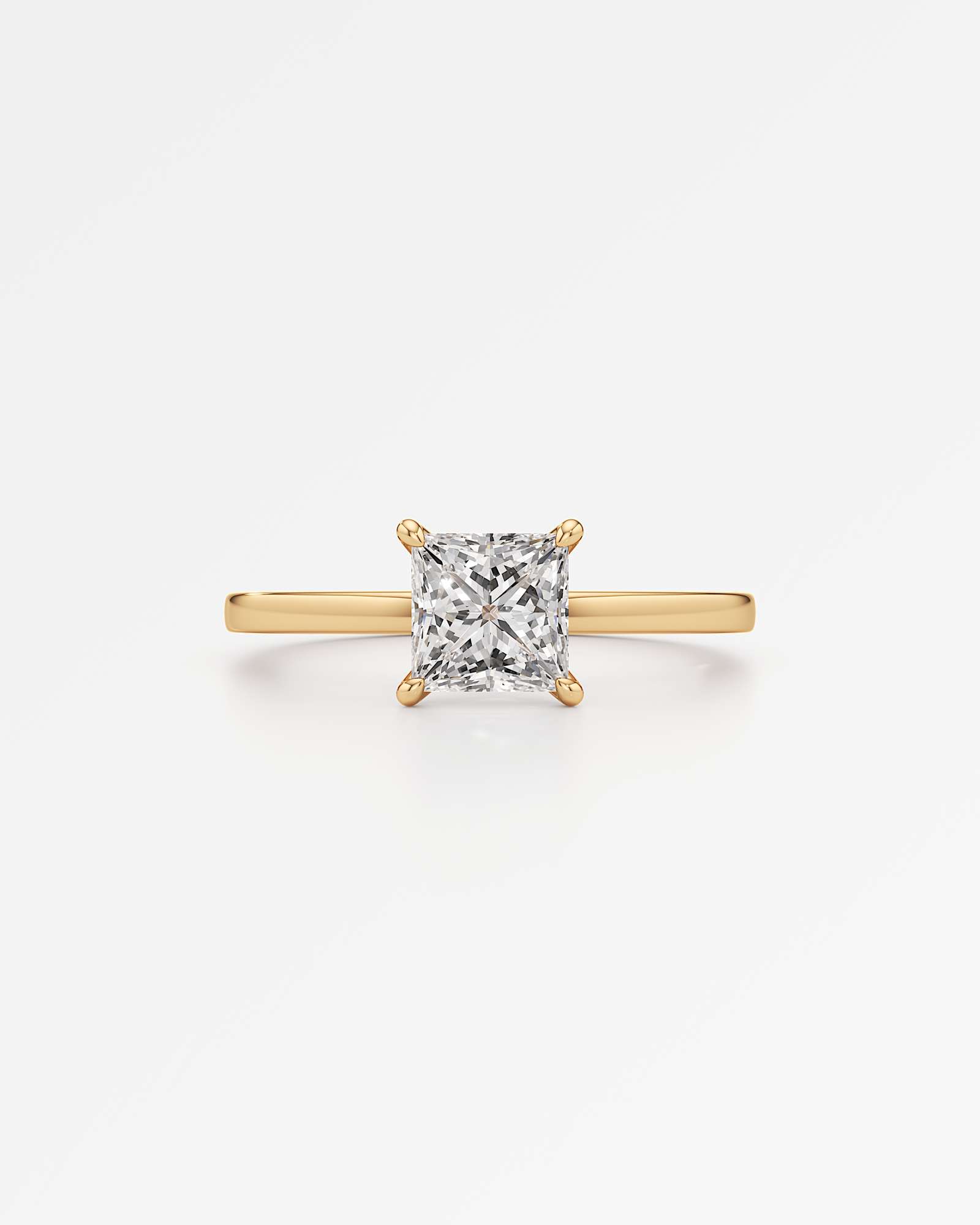 Verve Elsa Solitaire Diamond Engagement Ring, With 1.00 ct Princess Cut in 14K Yellow Gold (1.00 ctw)
