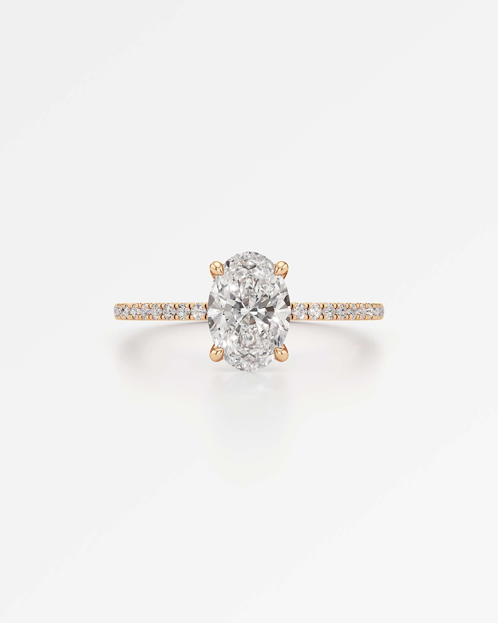Verve Elin Solitaire Diamond Engagement Ring, With 1.00 ct Oval Cut in 14K Rose Gold (1.20 ctw)