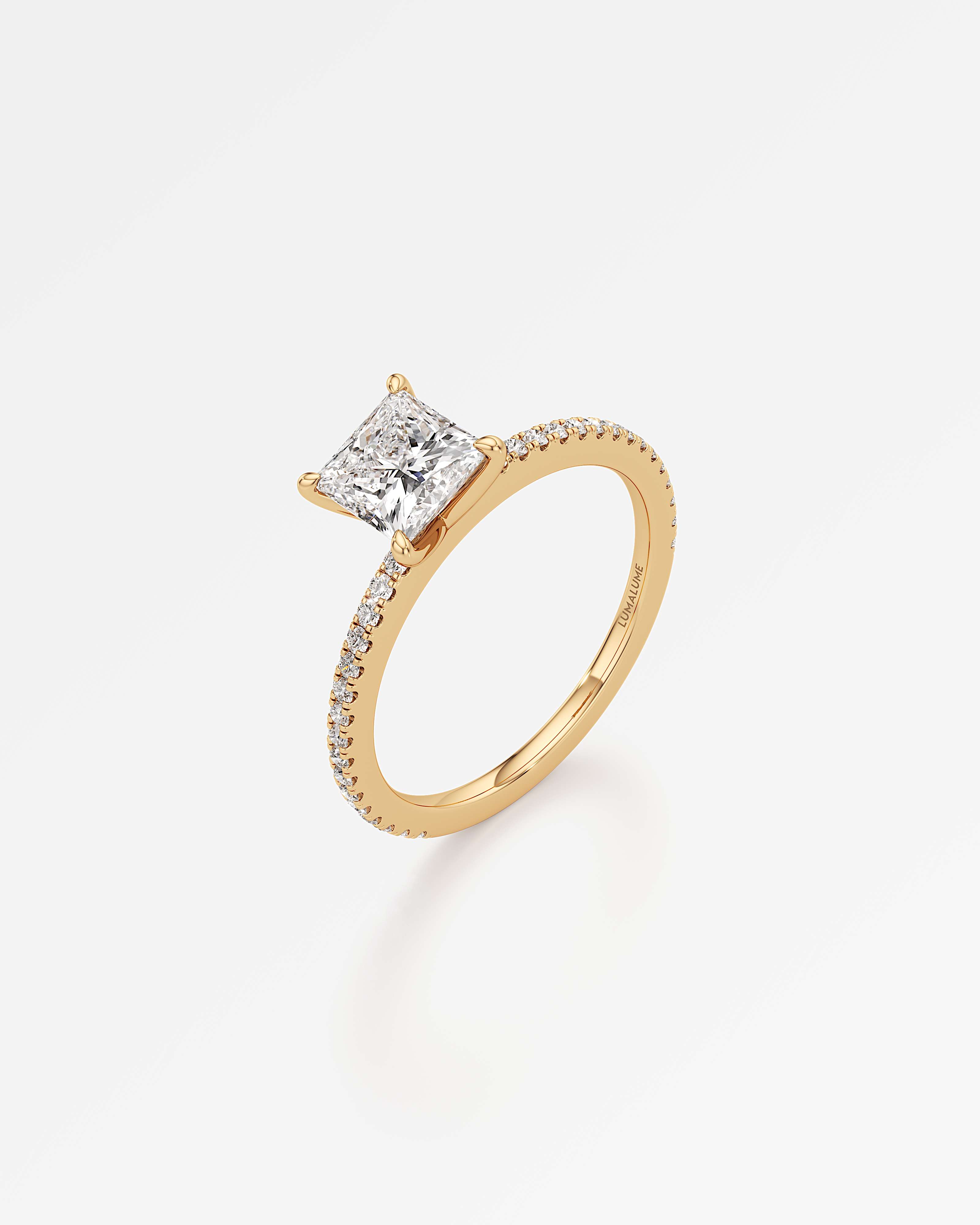 Verve Elin Solitaire Diamond Engagement Ring, With 1.00 ct Princess Cut in 14K Yellow Gold (1.20 ctw)