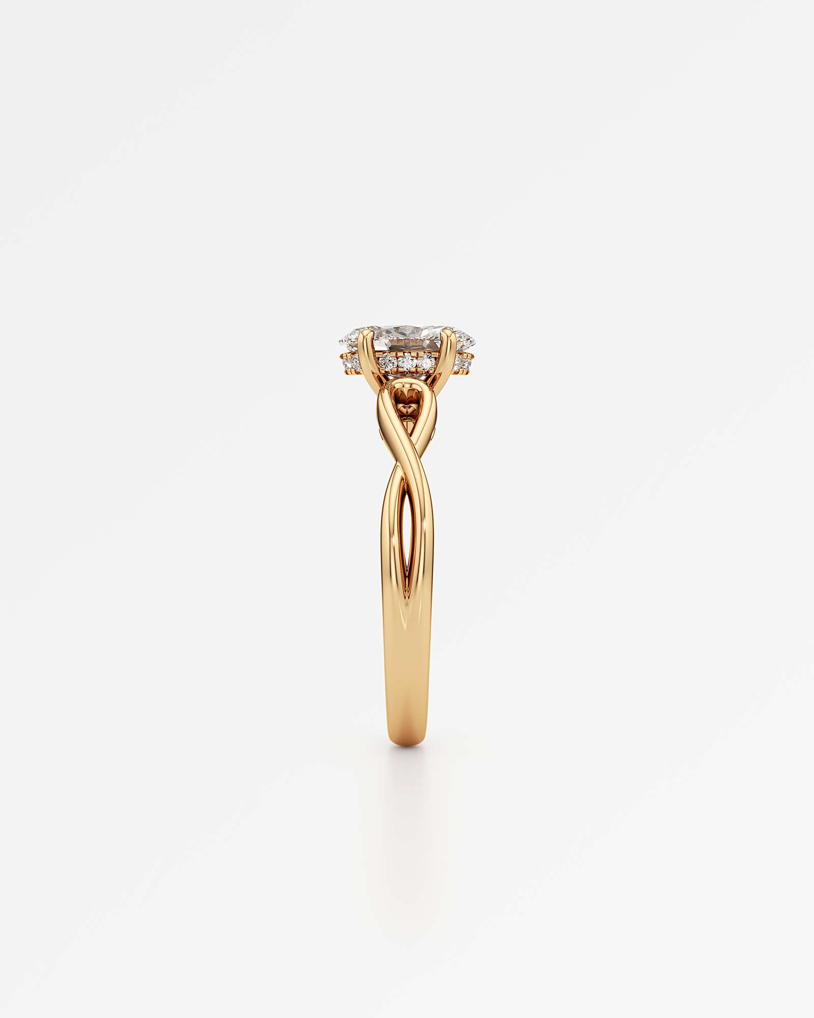 Verve Amelia Hidden Halo Diamond Engagement Ring, With 1.00 ct Oval Cut in 14K Yellow Gold (1.07 ctw)
