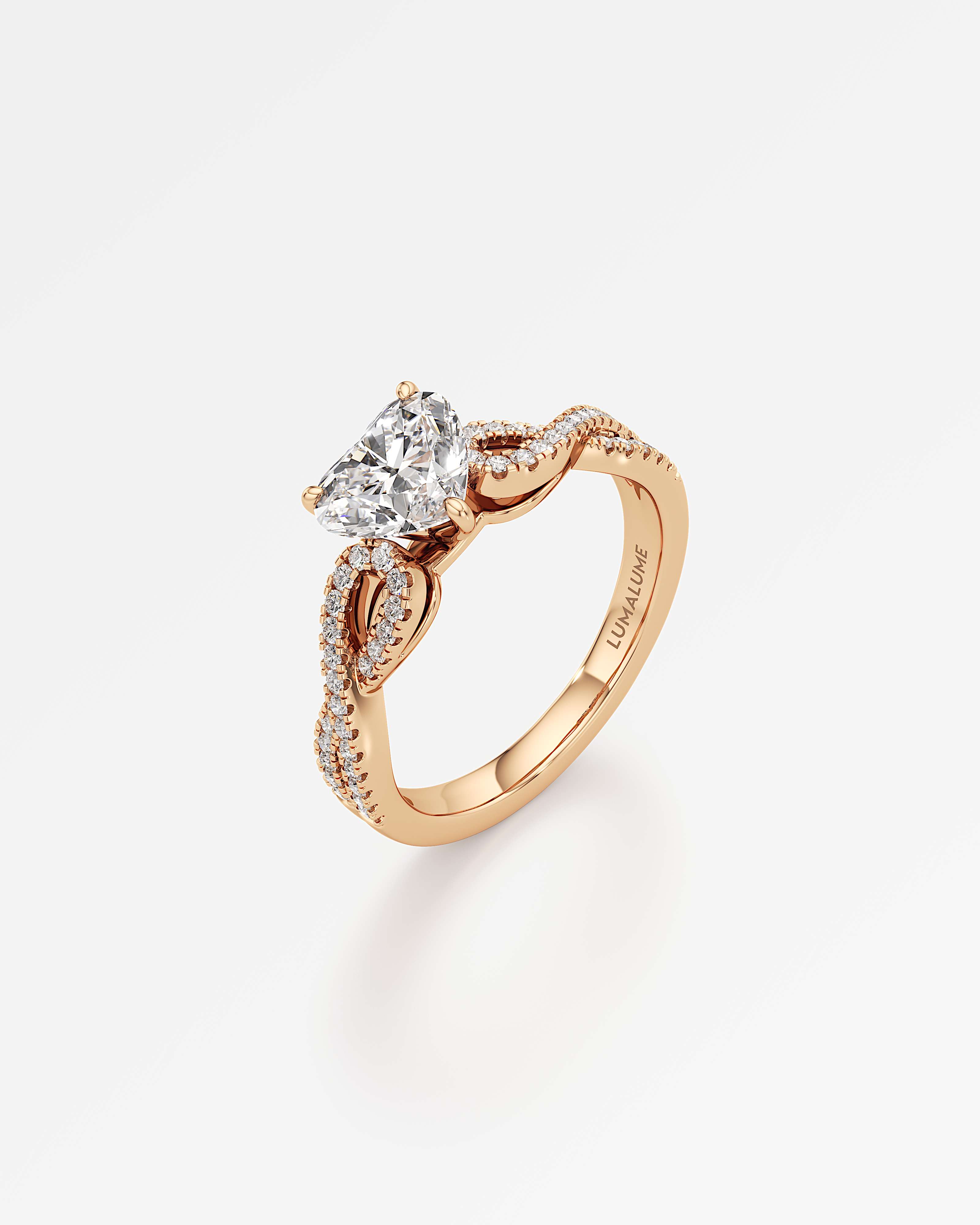 Verve Alessia Solitaire Diamond Engagement Ring, With 1.00 ct Heart Cut in 14K Rose Gold (1.25 ctw)