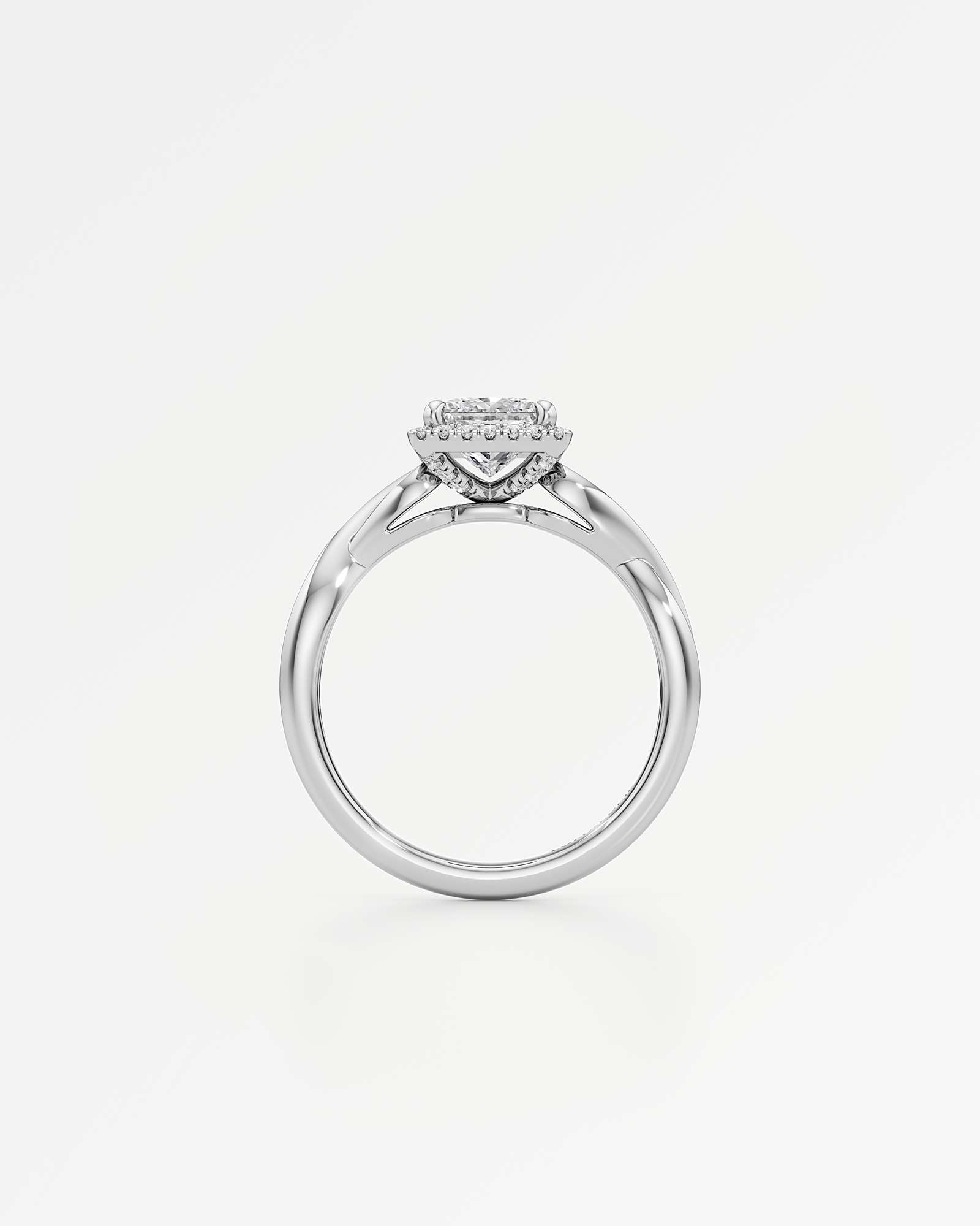 Verve Amelia Halo Diamond Engagement Ring, With 1.00 ct Princess Cut in 14K White Gold (1.18 ctw)