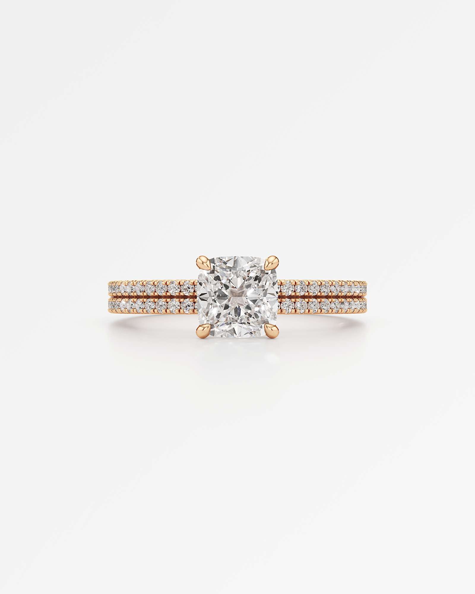 Verve Chiara Solitaire Diamond Engagement Ring, With 1.00 ct Cushion Cut in 14K Rose Gold (1.34 ctw)