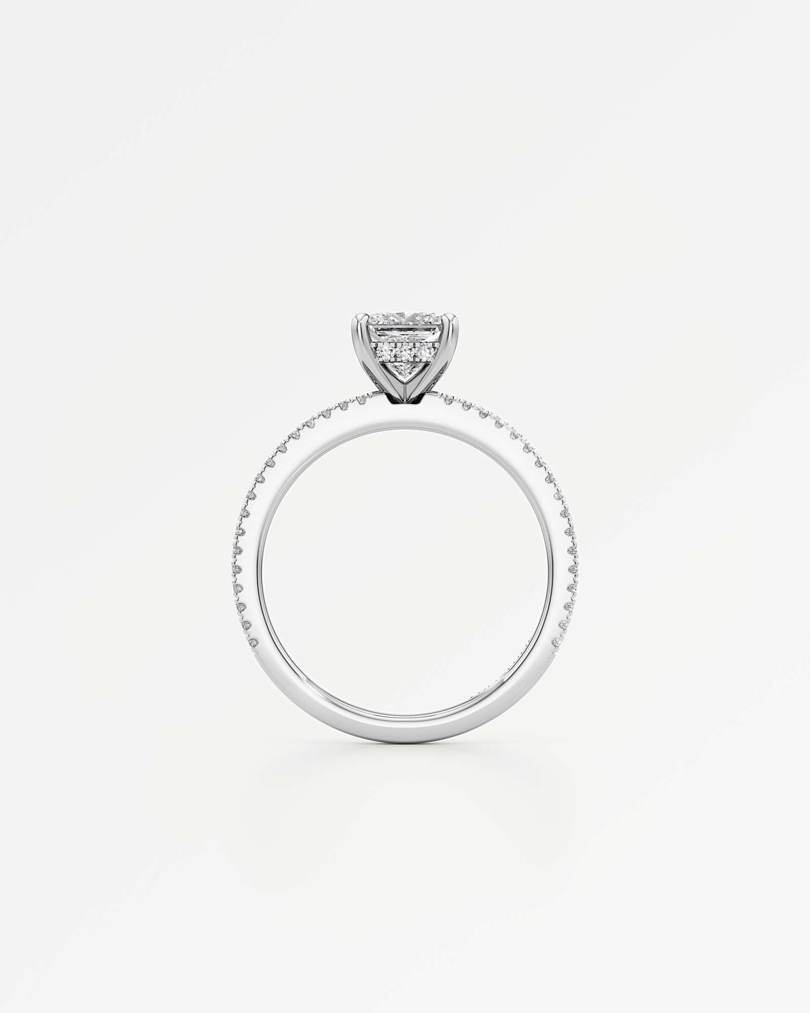 Verve Chiara Hidden Halo Diamond Engagement Ring, With 1.00 ct Princess Cut in 14K White Gold (1.40 ctw)