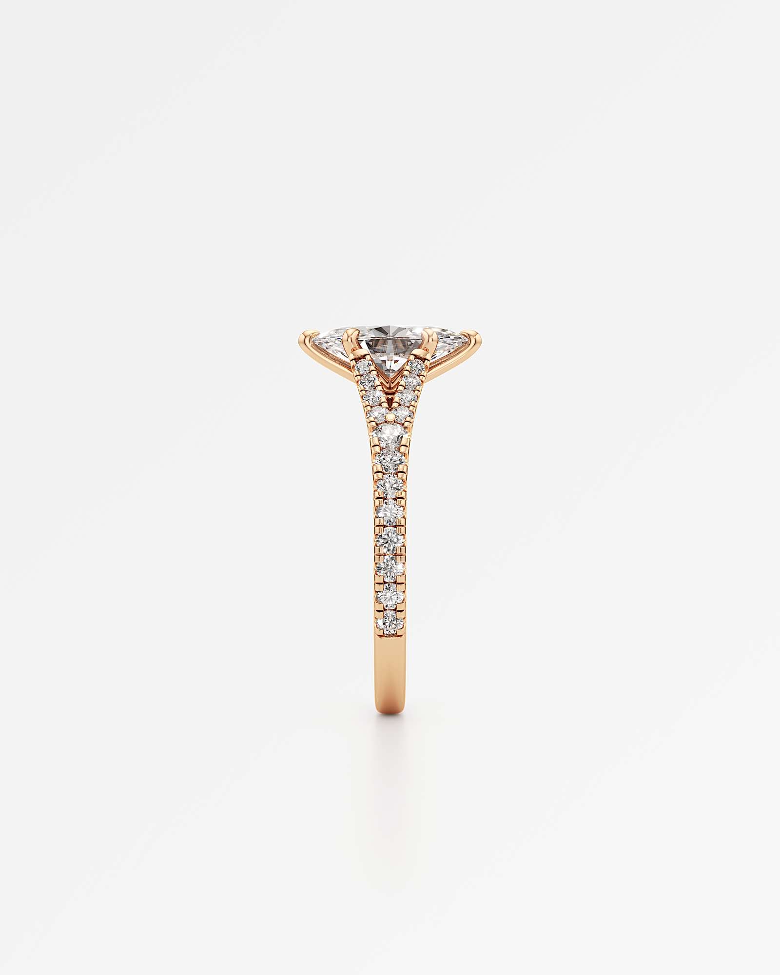 Verve Marisol Solitaire Diamond Engagement Ring, With 1.00 ct Marquise Cut in 14K Rose Gold (1.41 ctw)