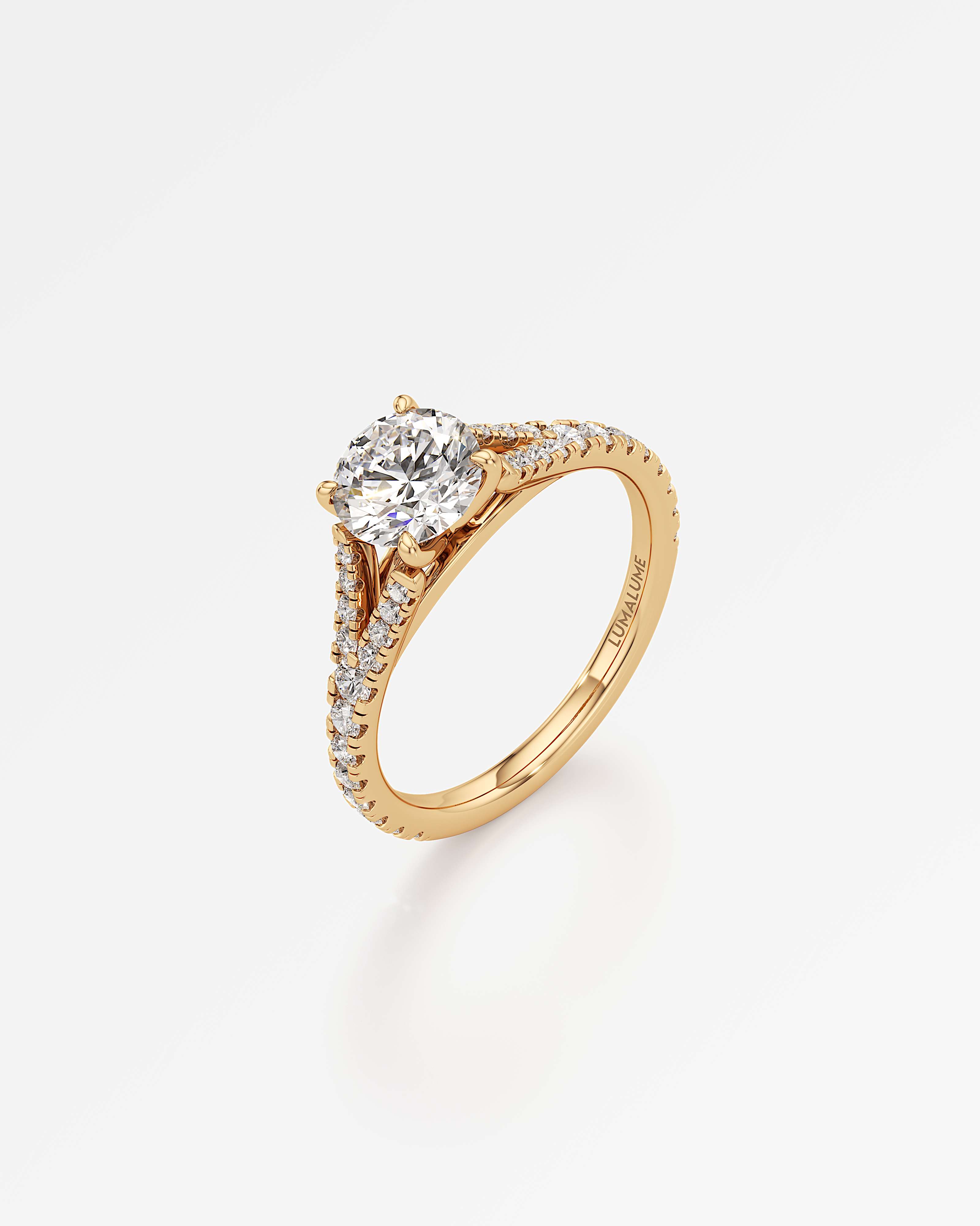 Verve Marisol Solitaire Diamond Engagement Ring, With 1.00 ct Round Cut in 14K Yellow Gold (1.41 ctw)