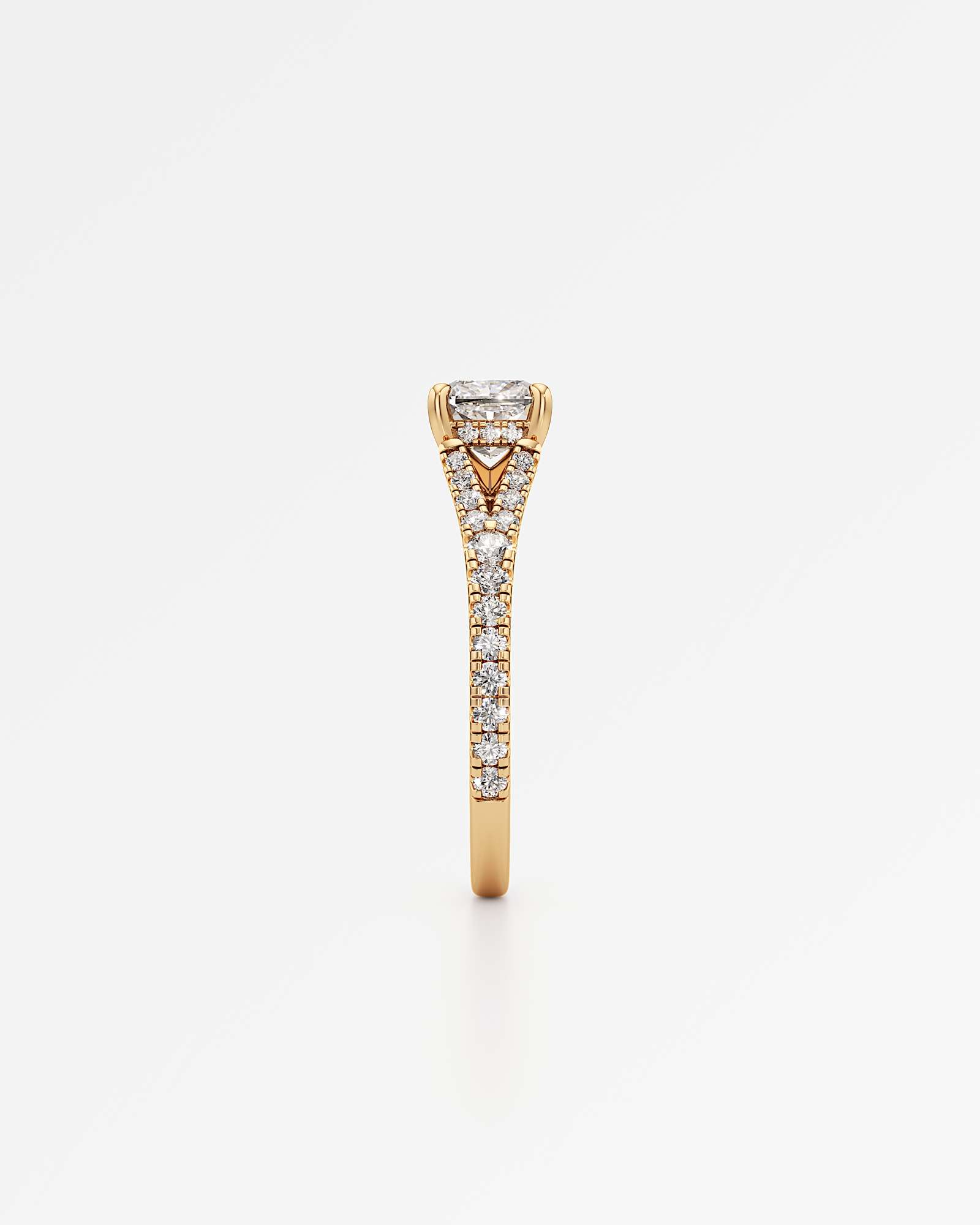 Verve Marisol Hidden Halo Diamond Engagement Ring, With 1.00 ct Cushion Cut in 14K Yellow Gold (1.47 ctw)