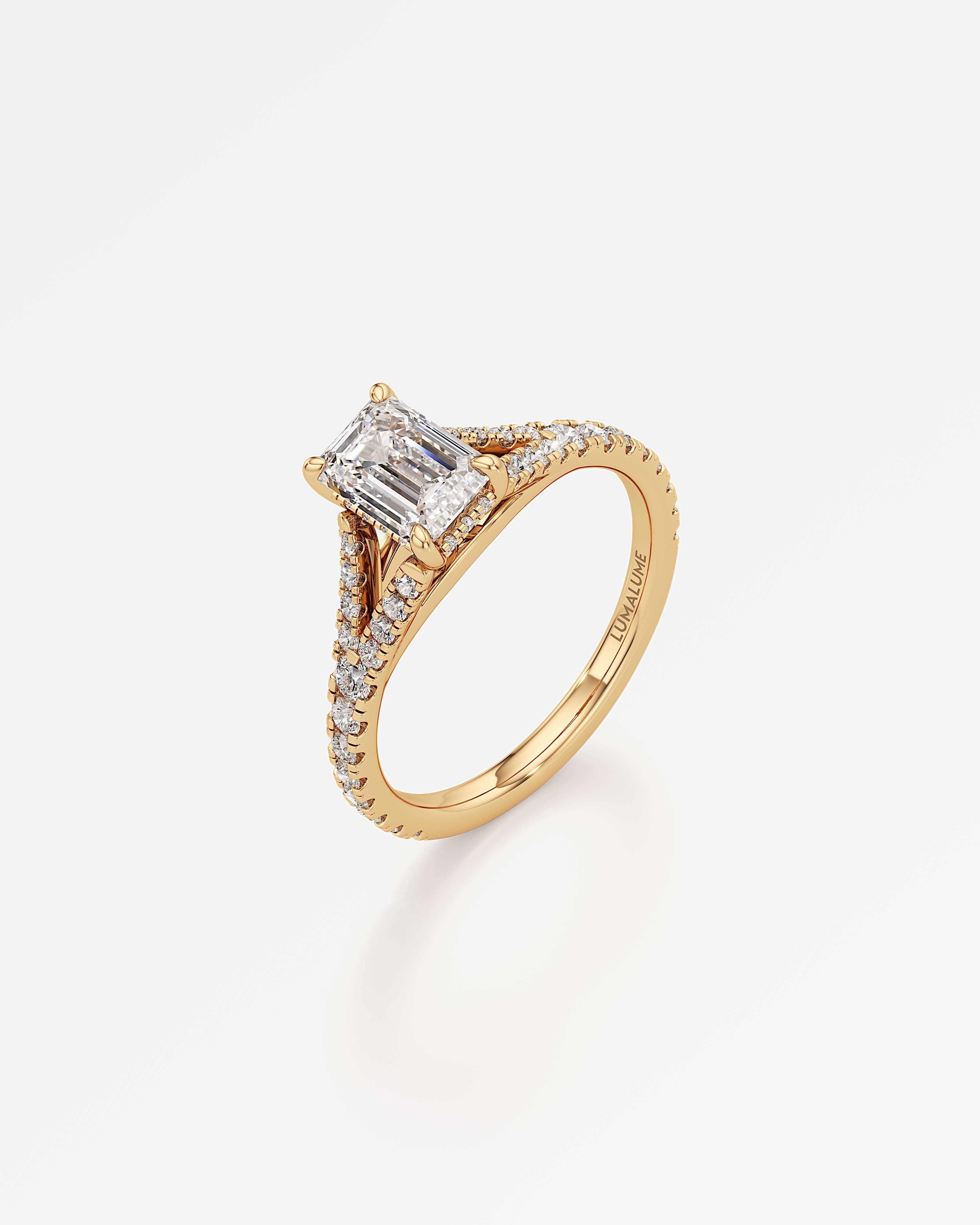 Verve Marisol Hidden Halo Diamond Engagement Ring, With 1.00 ct Emerald Cut in 14K Yellow Gold (1.48 ctw)