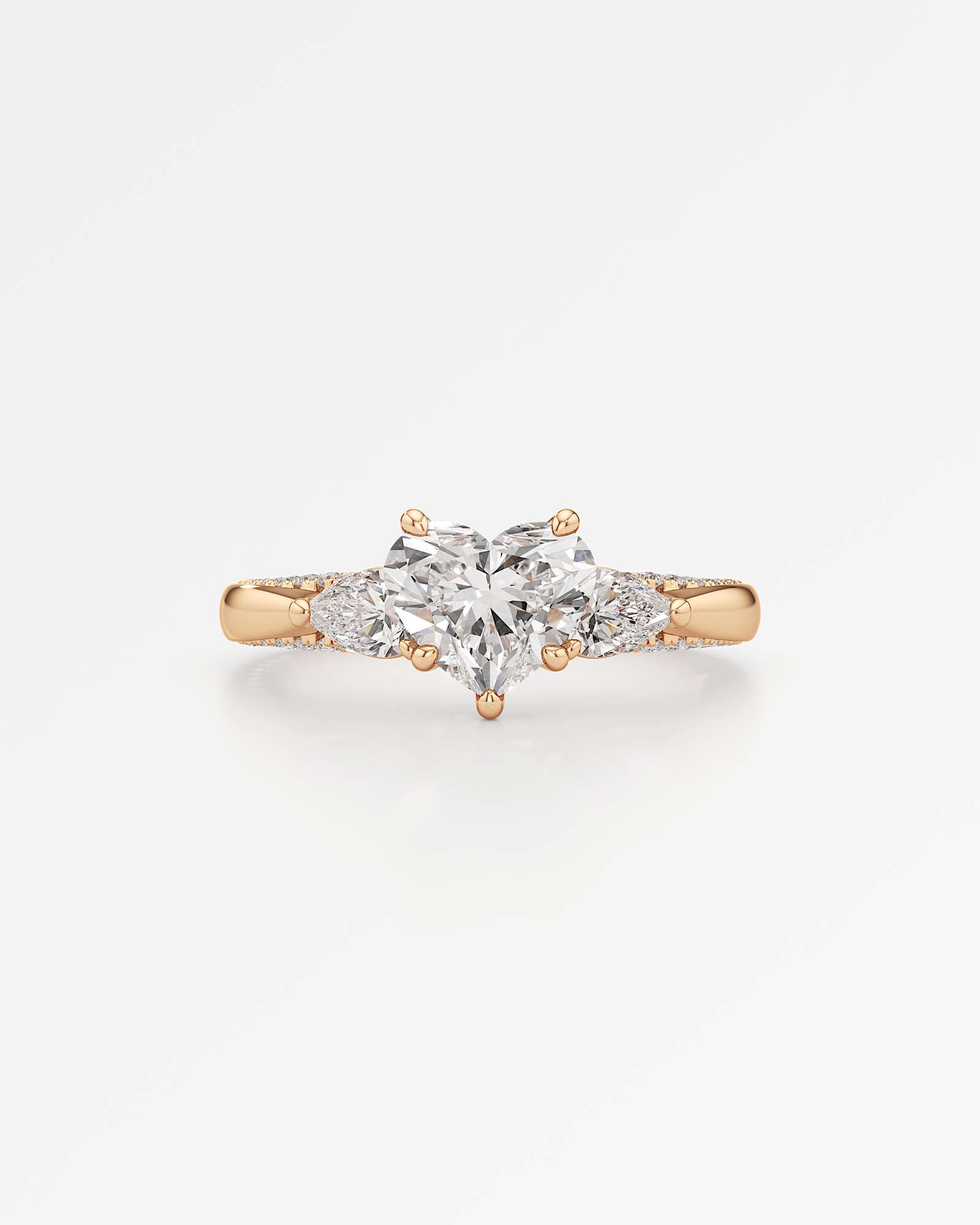 Verve Triana Solitaire Diamond Engagement Ring, With 1.00 ct Heart Cut in 14K Rose Gold (1.75 ctw)