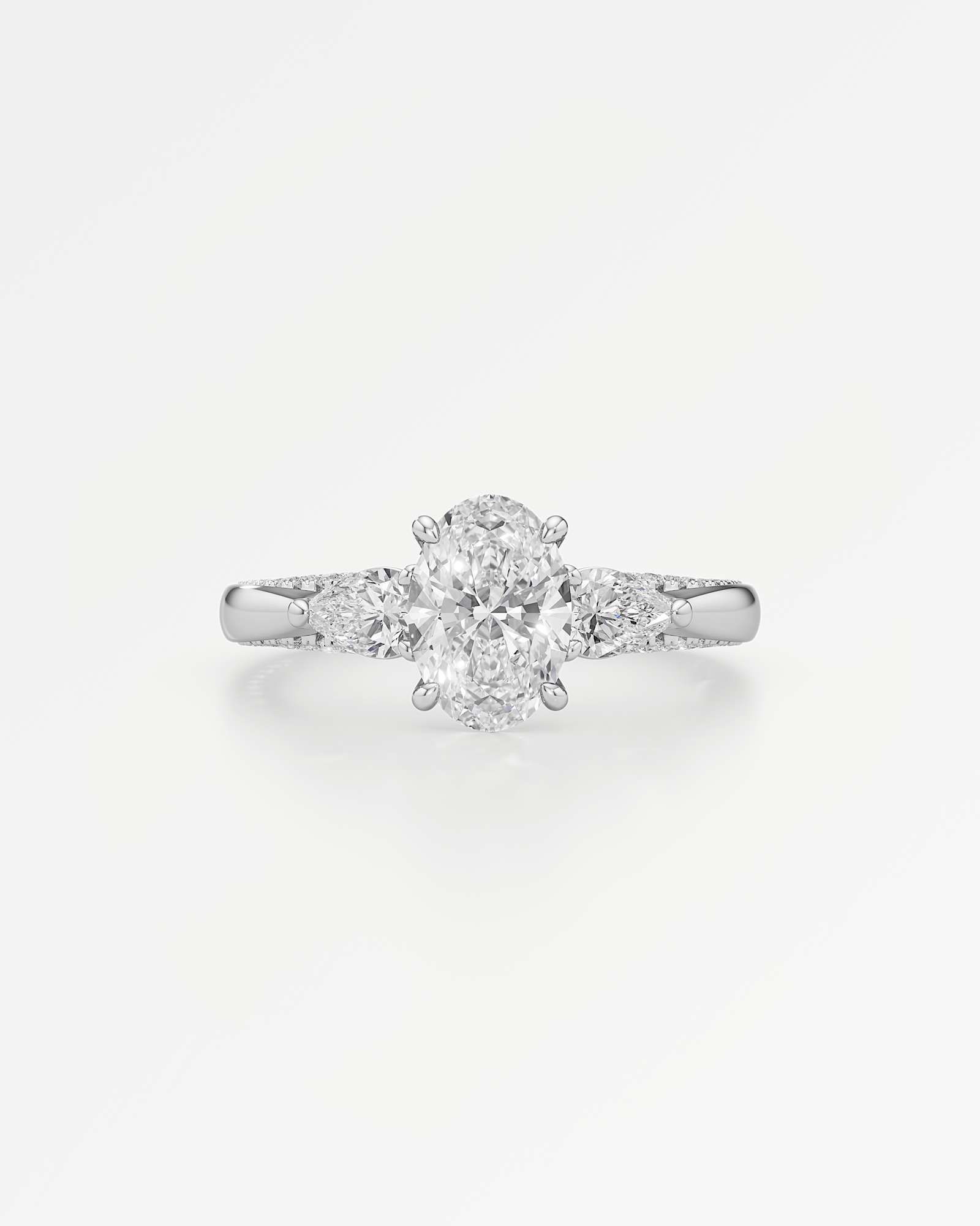 Verve Triana Solitaire Diamond Engagement Ring, With 1.00 ct Oval Cut in 14K White Gold (1.75 ctw)