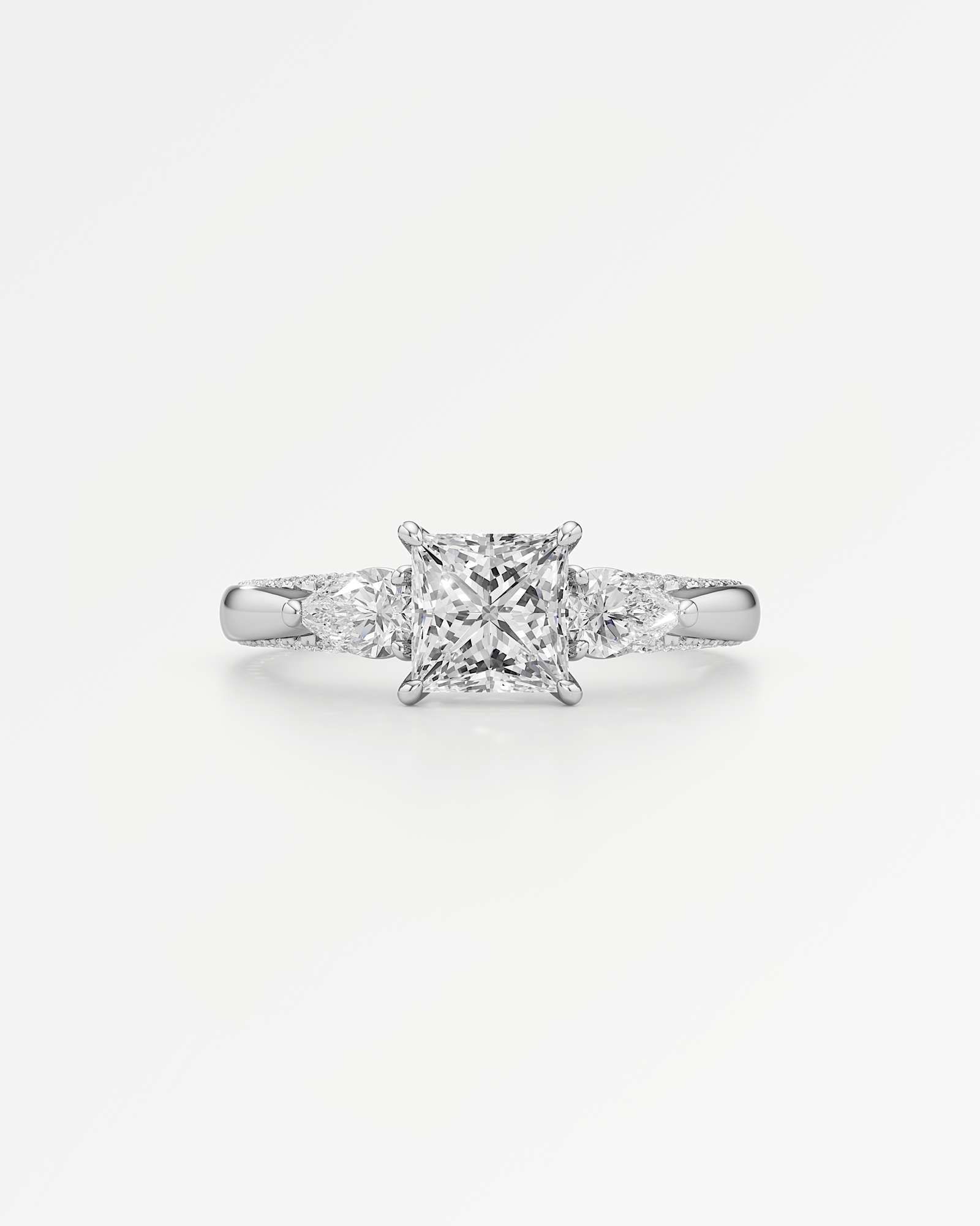 Verve Triana Solitaire Diamond Engagement Ring, With 1.00 ct Princess Cut in 14K White Gold (1.75 ctw)