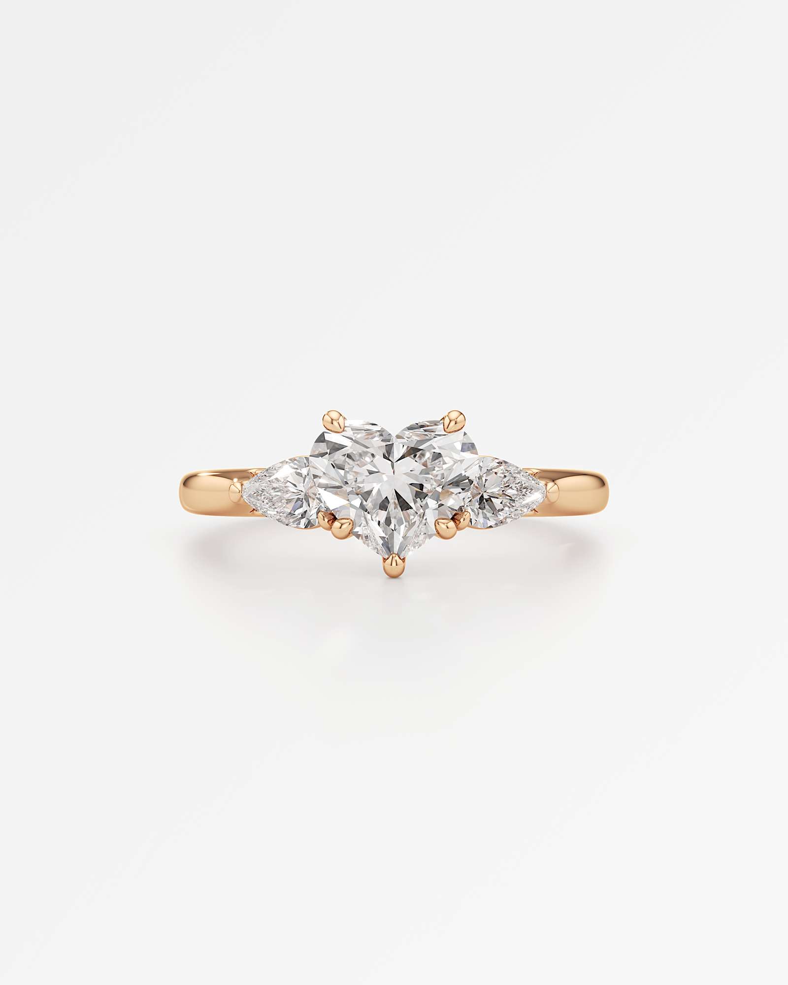 Verve Trinette Solitaire Diamond Engagement Ring, With 1.00 ct Heart Cut in 14K Rose Gold (1.40 ctw)