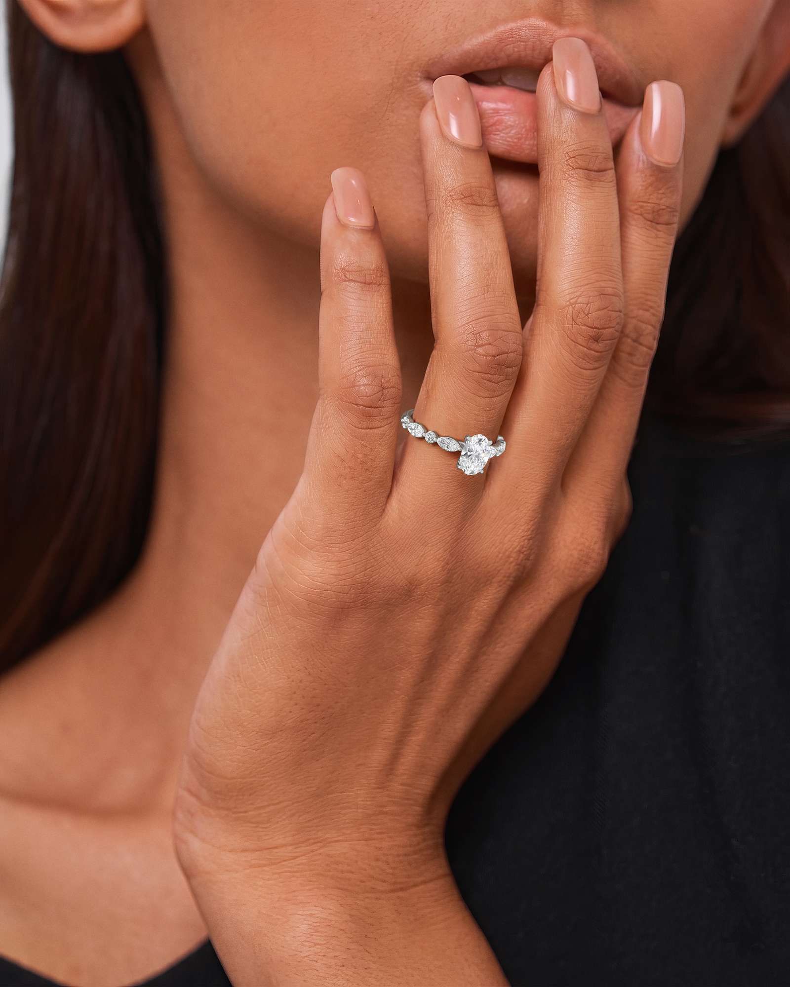 Verve Zolaine Solitaire Diamond Engagement Ring, With 1.00 ct Oval Cut in 14K White Gold (1.58 ctw)